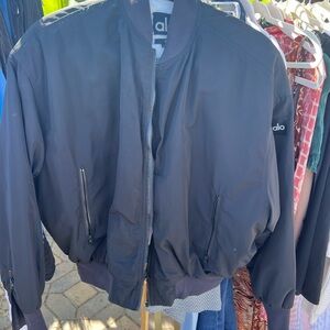 ALO Yoga Black Bomber Jacket with Ribbed Collar